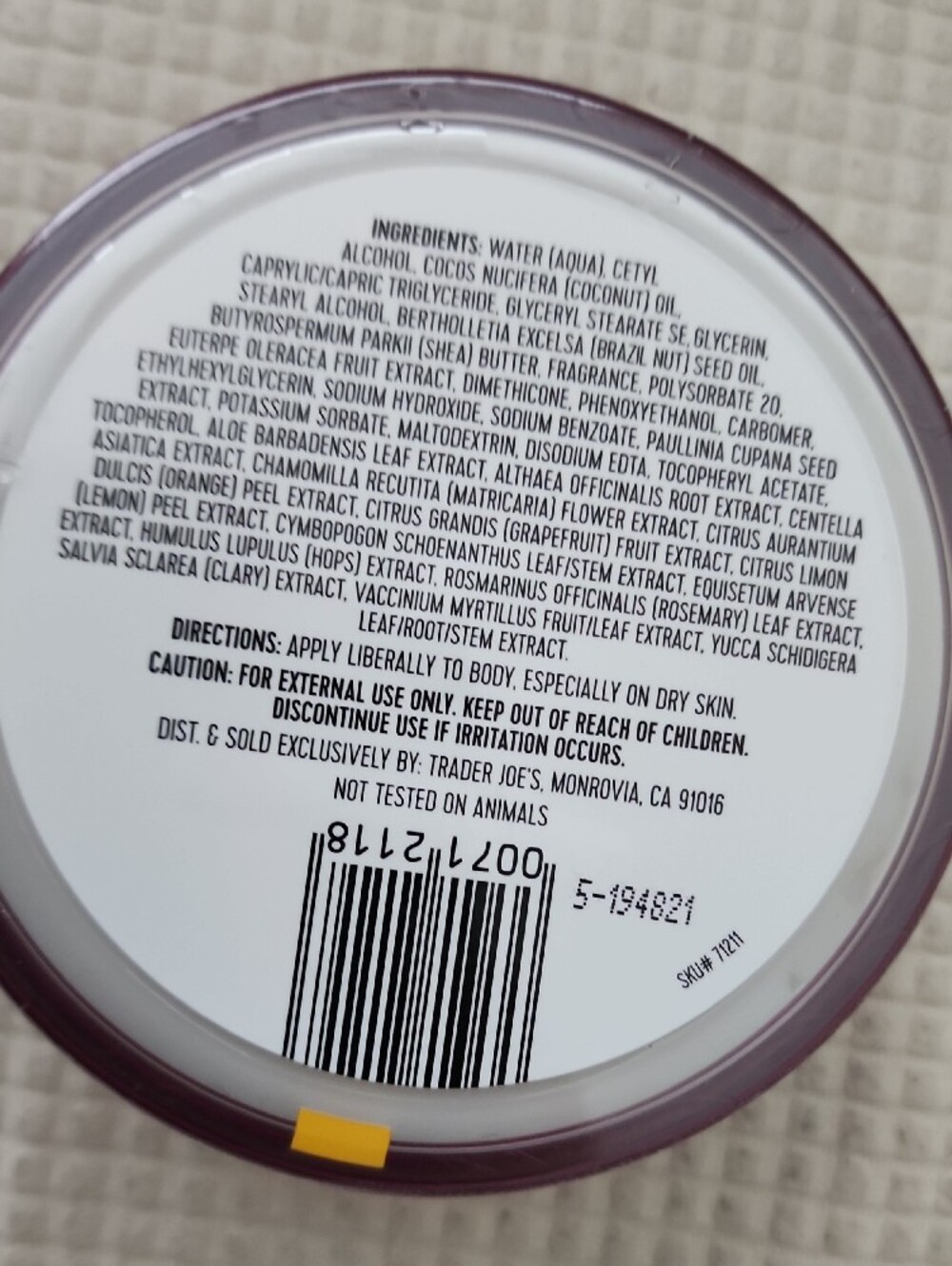 Trader Joe's Brazil Nut Body Butter - Pink - Picture 2 of 3